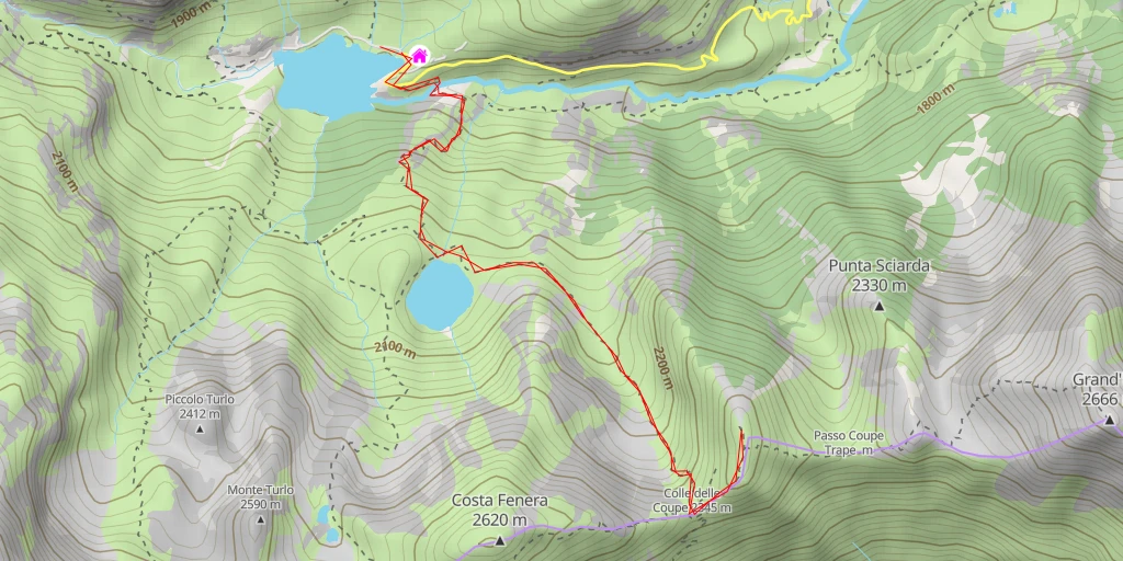 Map of the trail for Croce Fenera - Sentiero del Prebéc