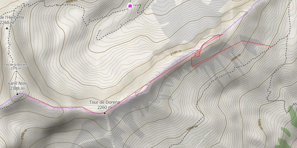 Map of the trail for Vanil Noir Traversée Vanil Noir >> Dent de Bimis