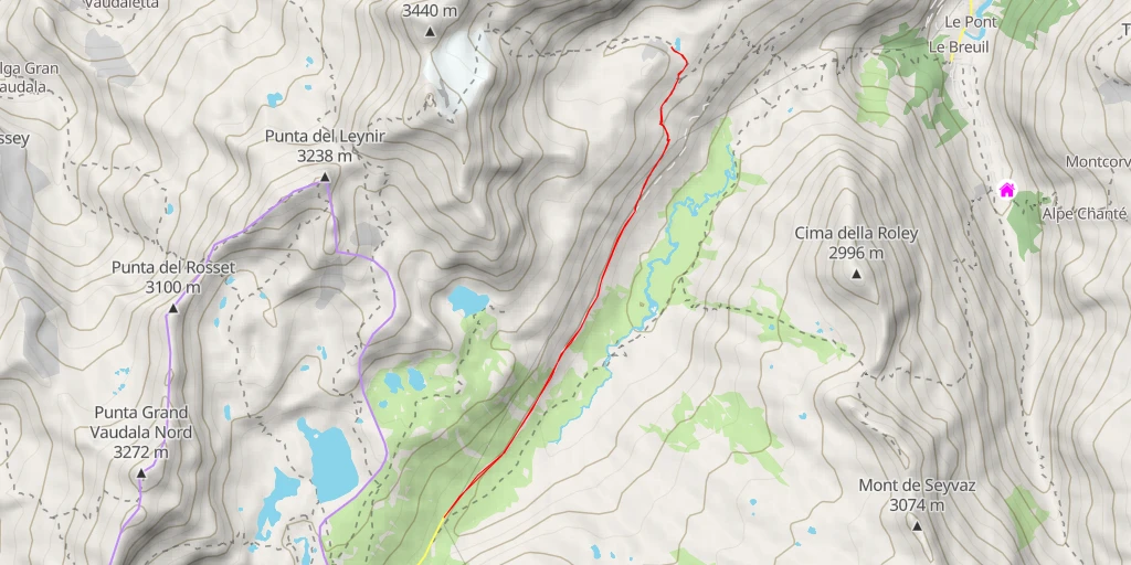 Map of the trail for Pian Borgnoz - Valsavarenche