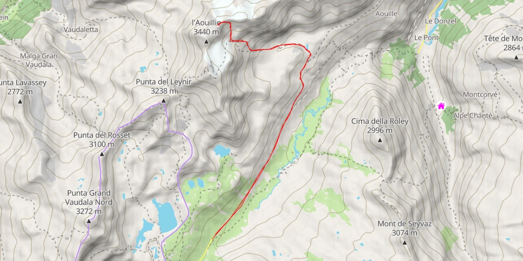 Map of the trail for Cima di Entrelor