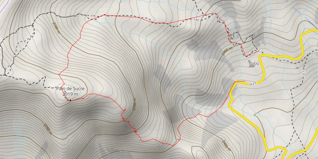 Map of the trail for Pain de Sucre du Fourchon Arête SE - Zucchero