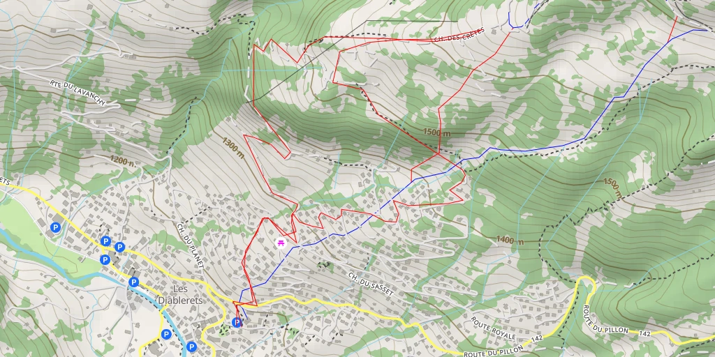 Map of the trail for Les Diablerets