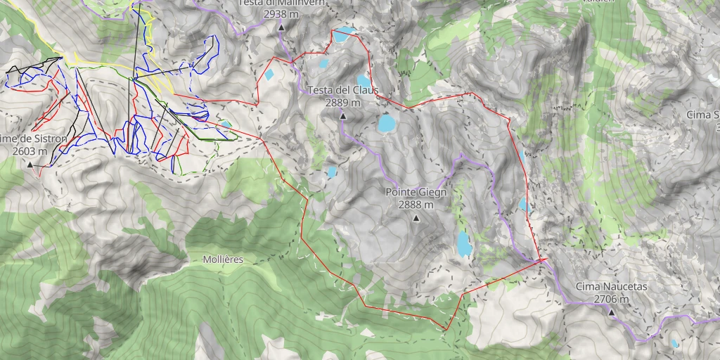 Map of the trail for Bivacco Guiglia Boucle Druos-Frémamorte