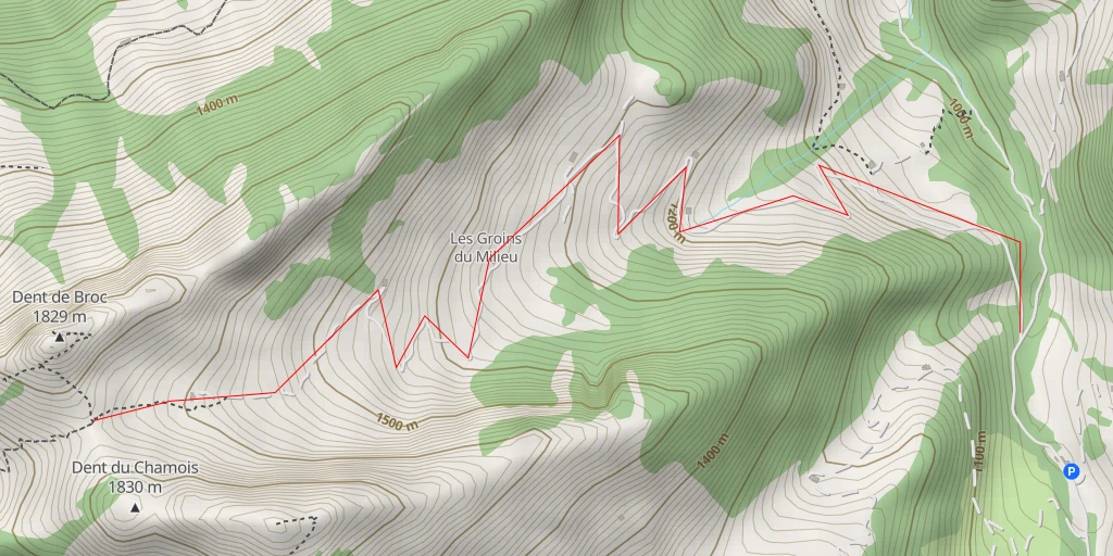 Map of the trail for Dent de Broc Versant E