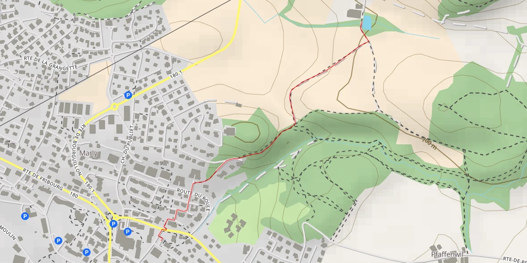 Map of the trail for Route de Granges-sur-Marly - Route de Granges-sur-Marly