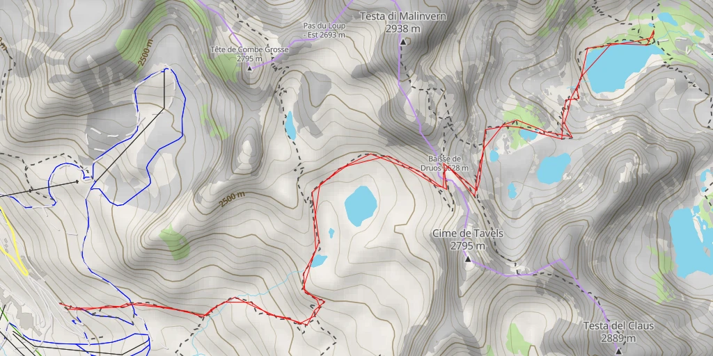 Map of the trail for Ricoveri di Valscura - al Malinvern