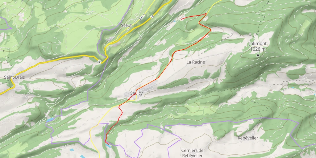 Carte de l'itinéraire :  Les Cerniers de Saulcy