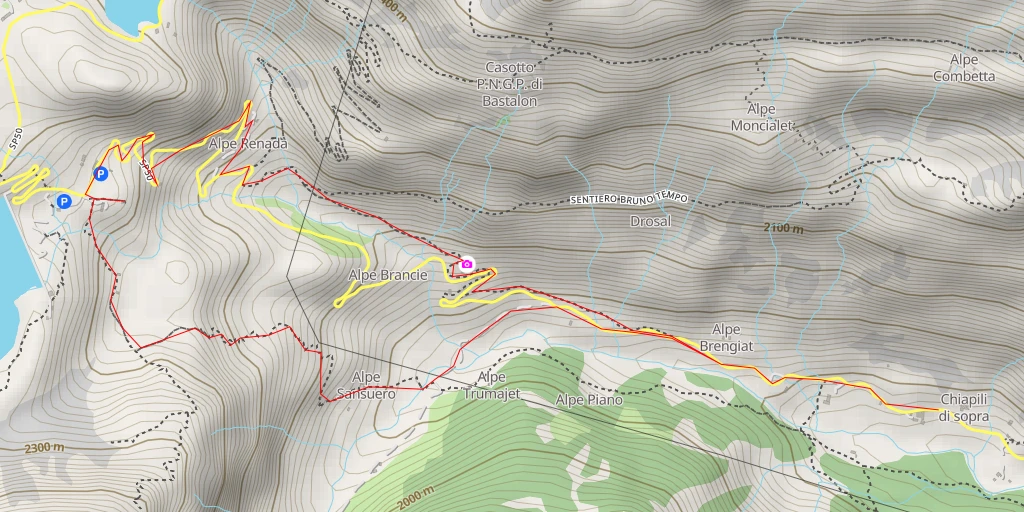 Map of the trail for Madonna della Neve al Lago Serrù - SP50