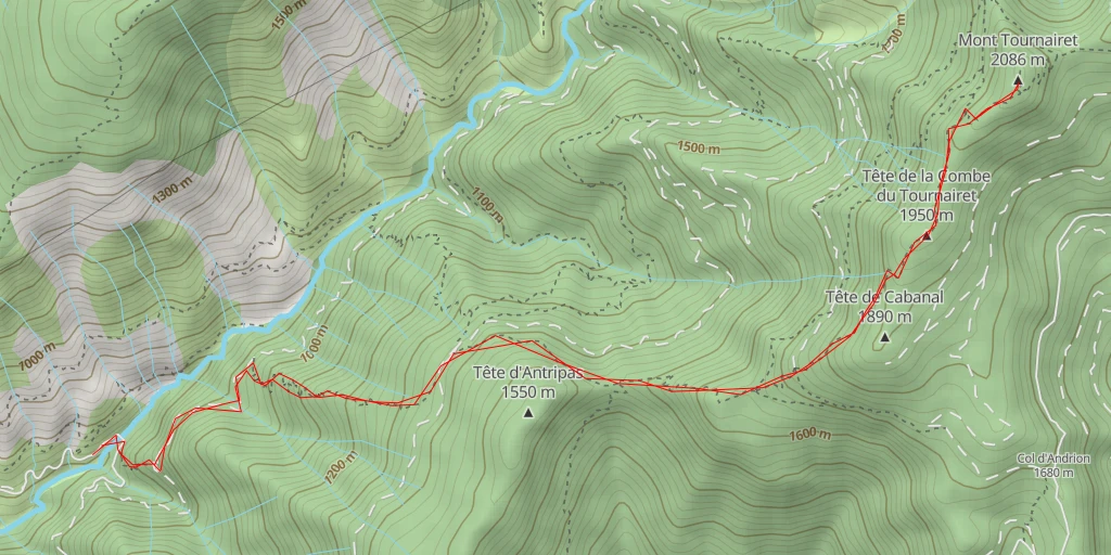 Map of the trail for Mont Tournairet