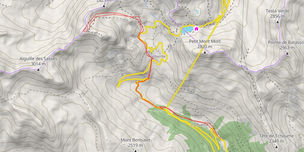 Map of the trail for Mont Fourchon depuis Saint-Rhémy