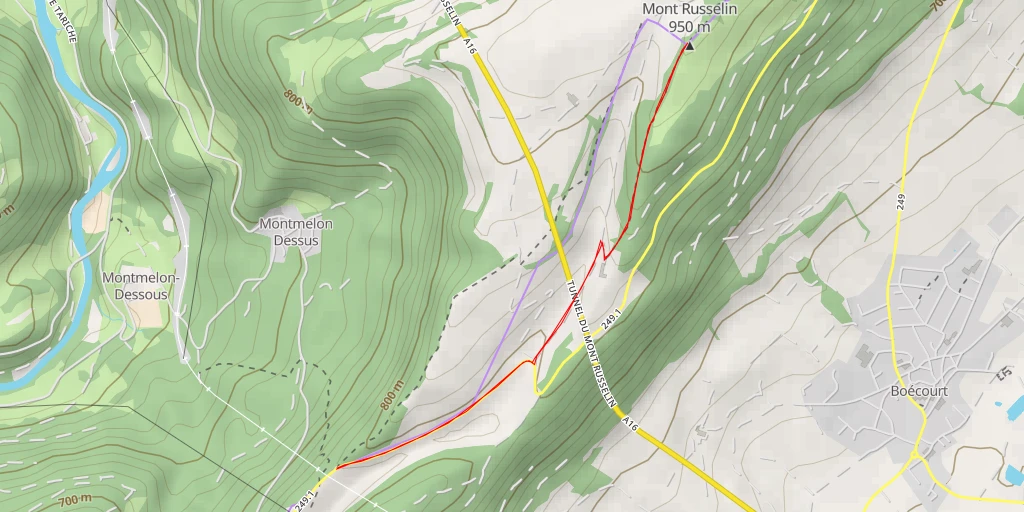 Carte de l'itinéraire :  Mont Russelin