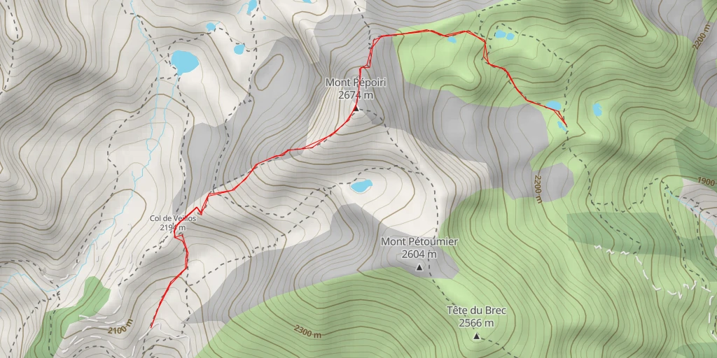 Map of the trail for Baùs du Chastel ou Rocher de Pracleiron