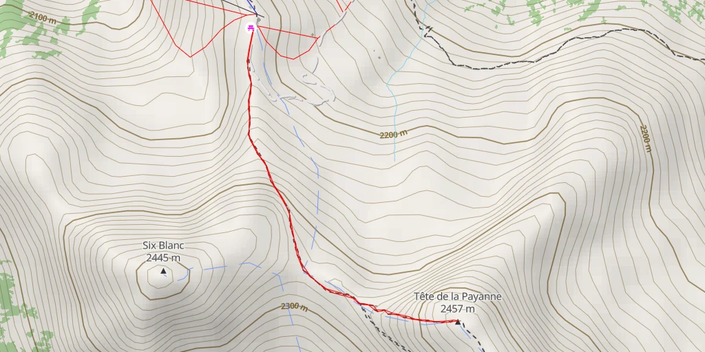 Map of the trail for Tête de la Payanne