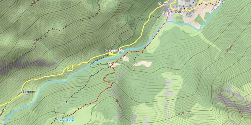 Carte de l'itinéraire :  Laghi Falin