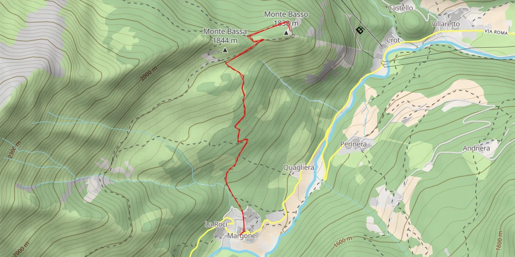 Map of the trail for Monte Basso