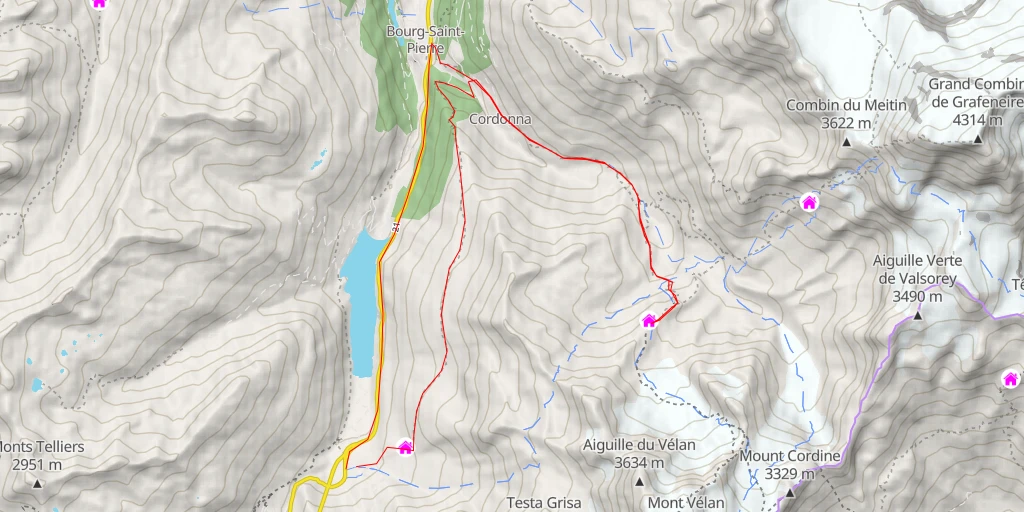 Map of the trail for Cabane du Vélan