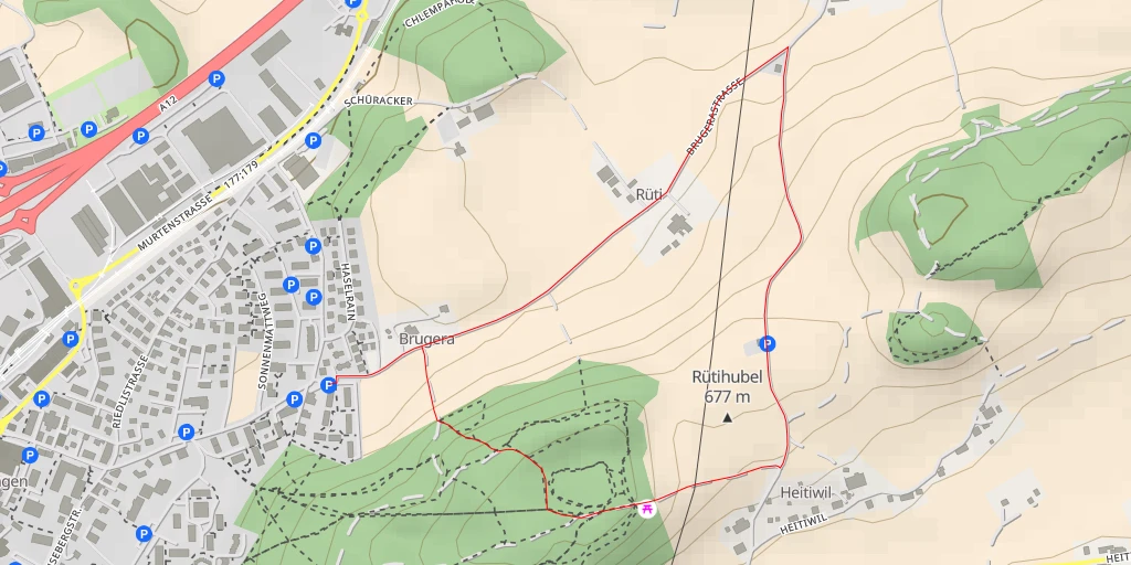 Map of the trail for Rütihubel