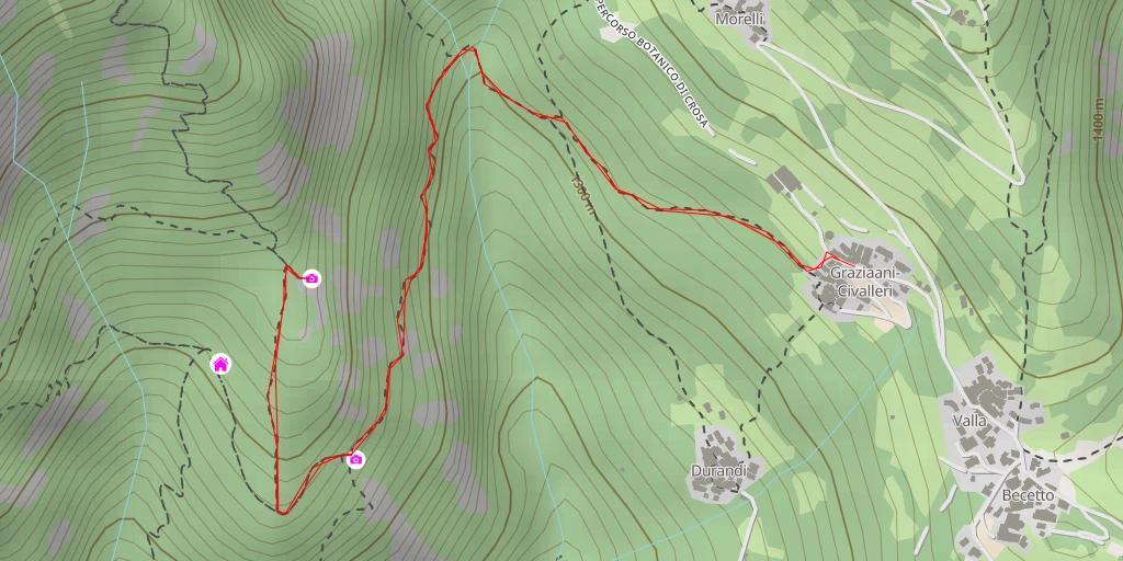 Carte de l'itinéraire :  Rifugio Preit - Sampeyre