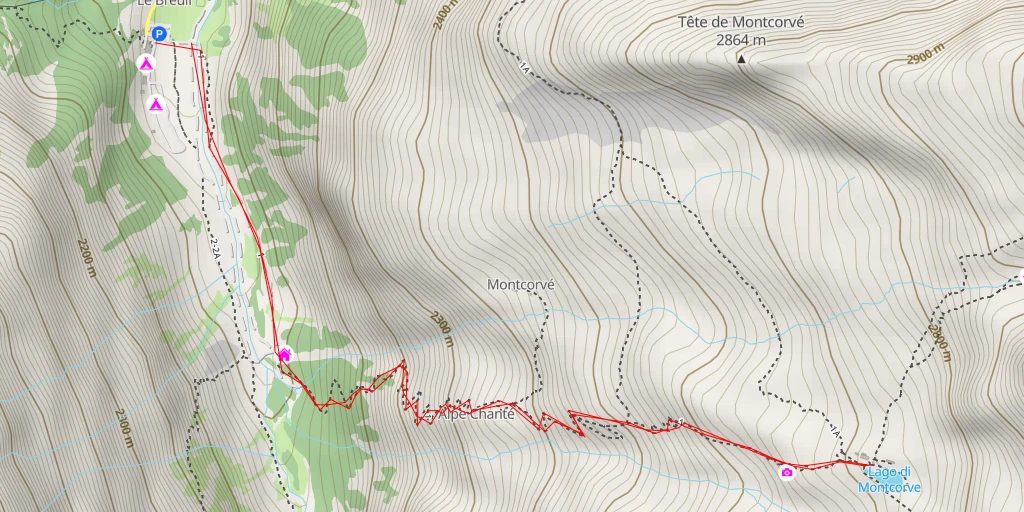 Map of the trail for Rifugio Vittorio Emanuele II Nuovo