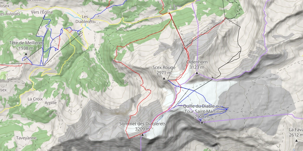 Map of the trail for Sommet des Diablerets Par Pierredar, col du Refuge et Pas du Lustre