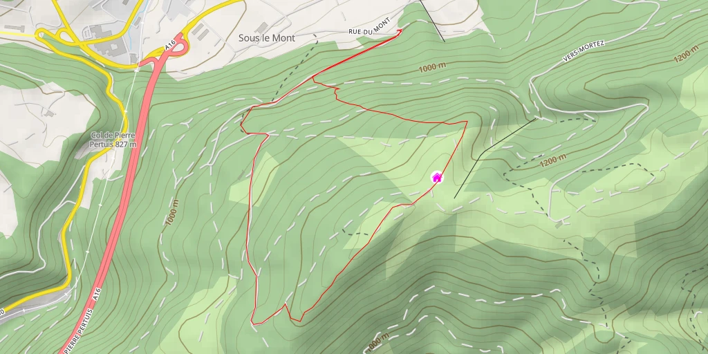 Carte de l'itinéraire :  le sentier du petit Cervin - Péry-La Heutte