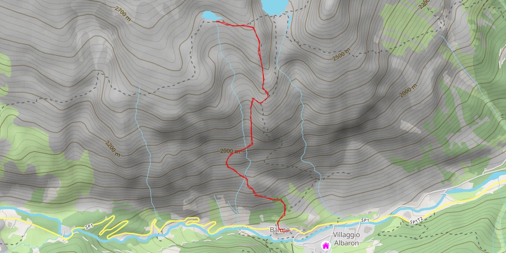 Map of the trail for Lago del Ru