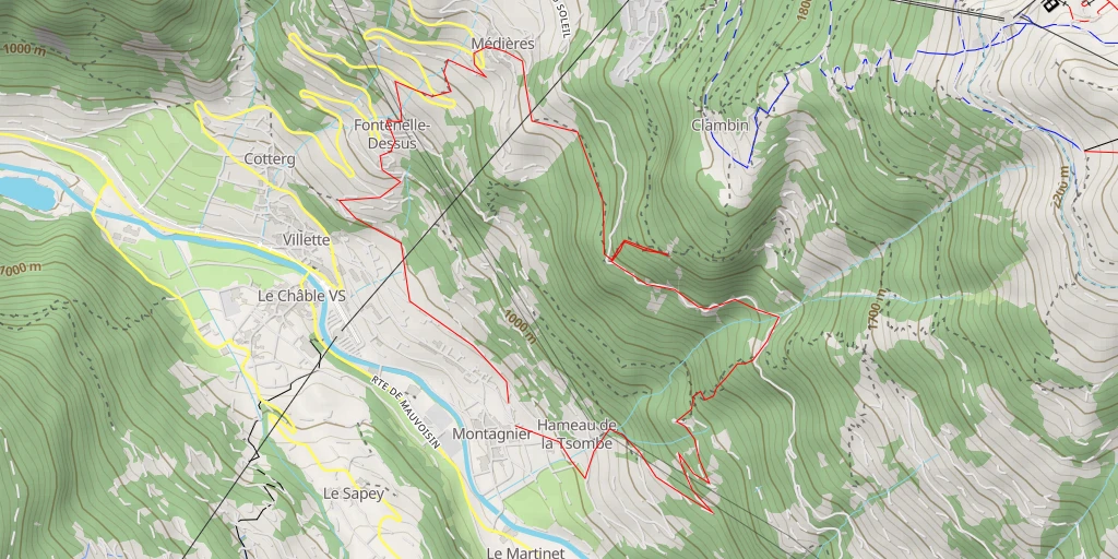 Map of the trail for La Dent