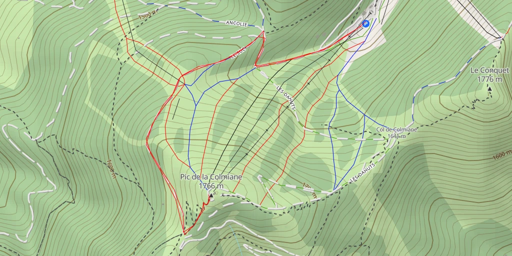 Map of the trail for Pic de la Colmiane