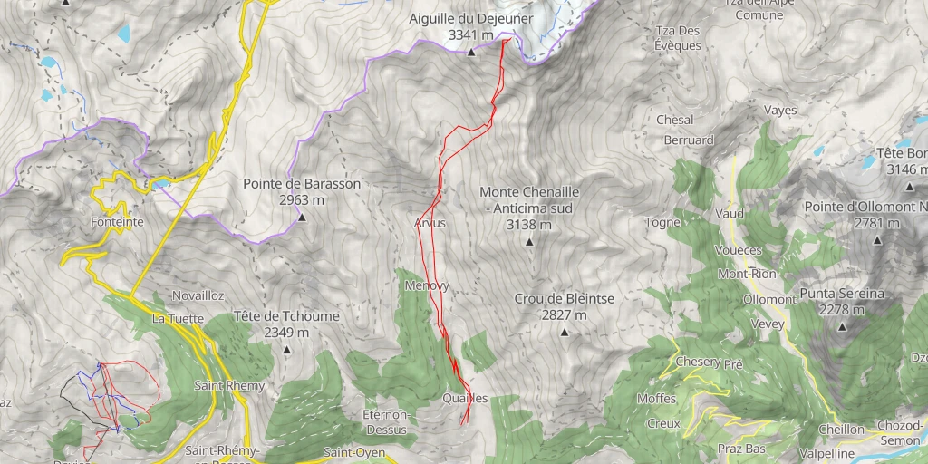 Map of the trail for Mont Vélan Versant S