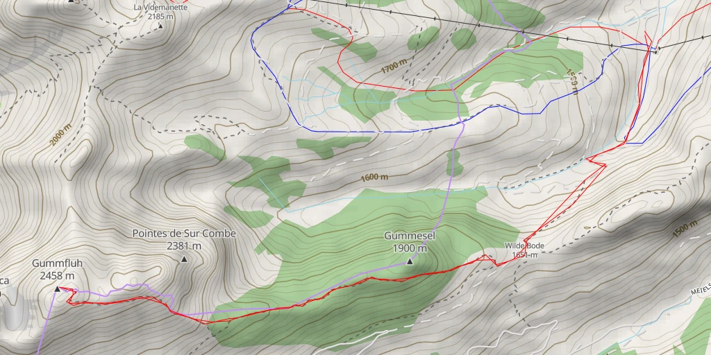 Map of the trail for Gummfluh