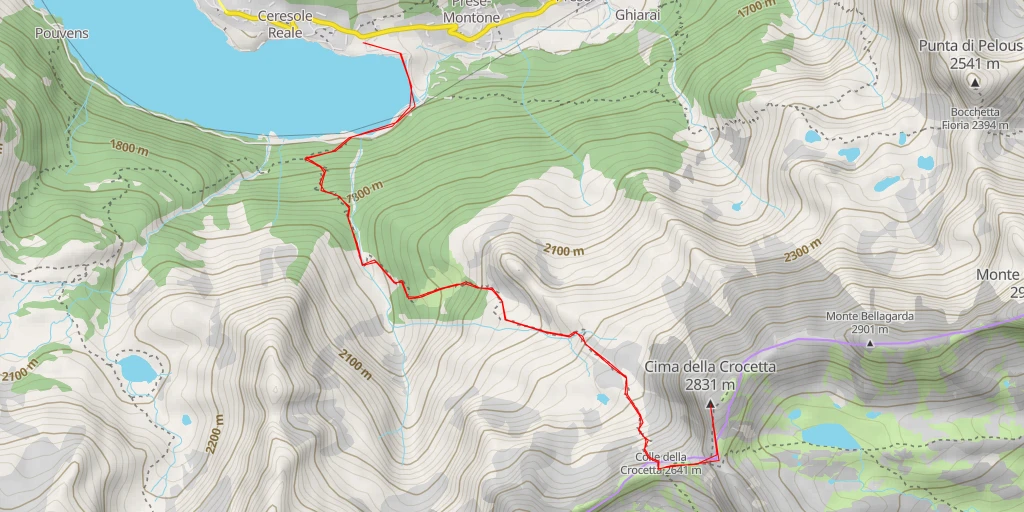 Map of the trail for Cima della Crocetta