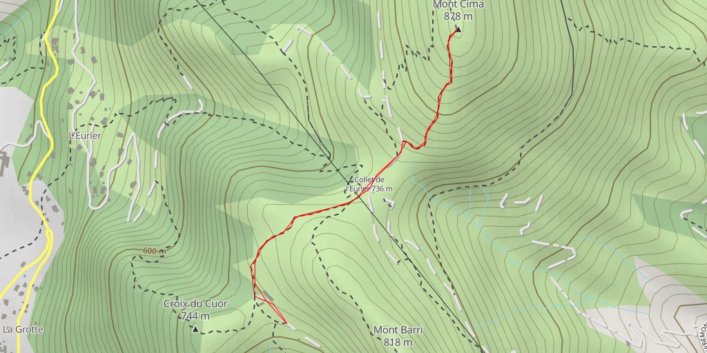 Map of the trail for Mont Cima