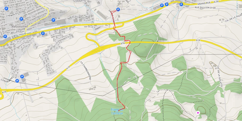 Map of the trail for Etang du Cerneux