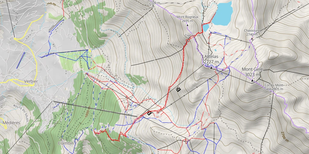 Map of the trail for Lac des Vaux