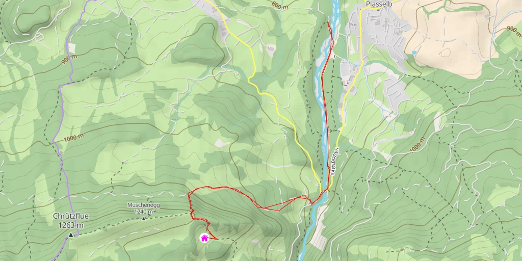 Map of the trail for Oberes Birbaumli