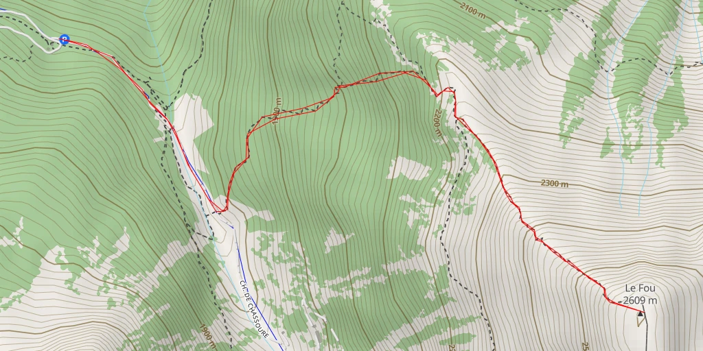 Map of the trail for Le Fou