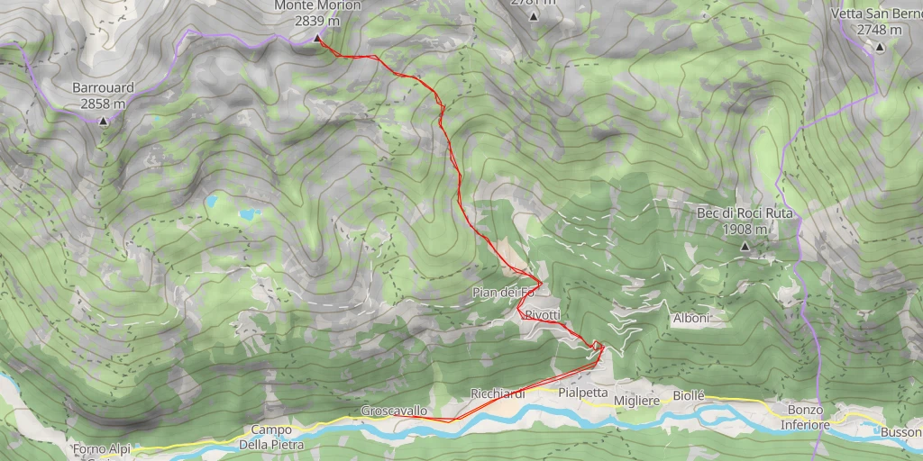 Carte de l'itinéraire :  Monte Morion