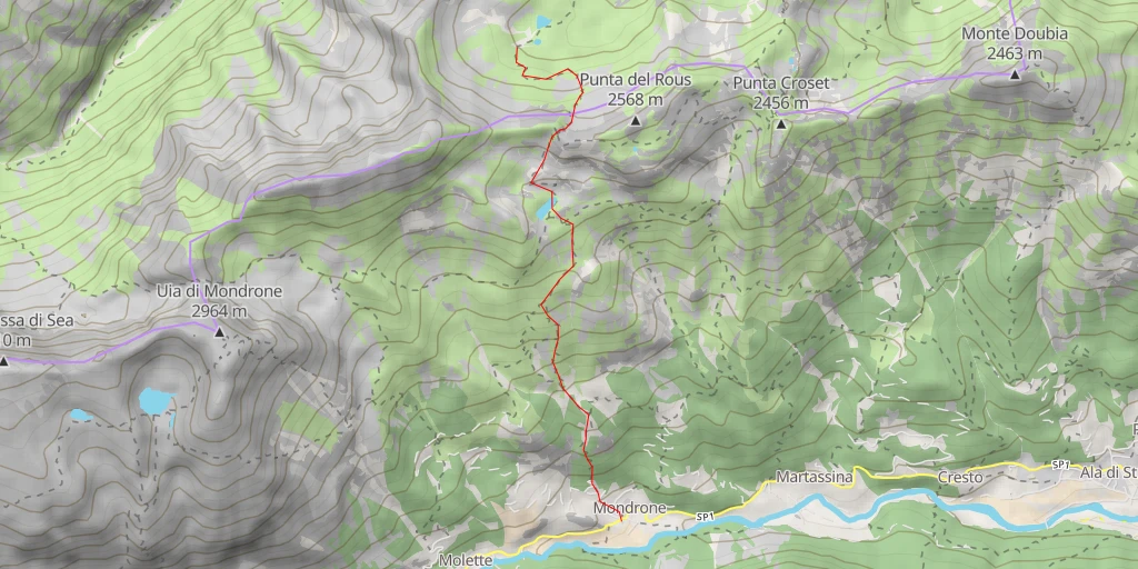 Map of the trail for Gias dei Laghi