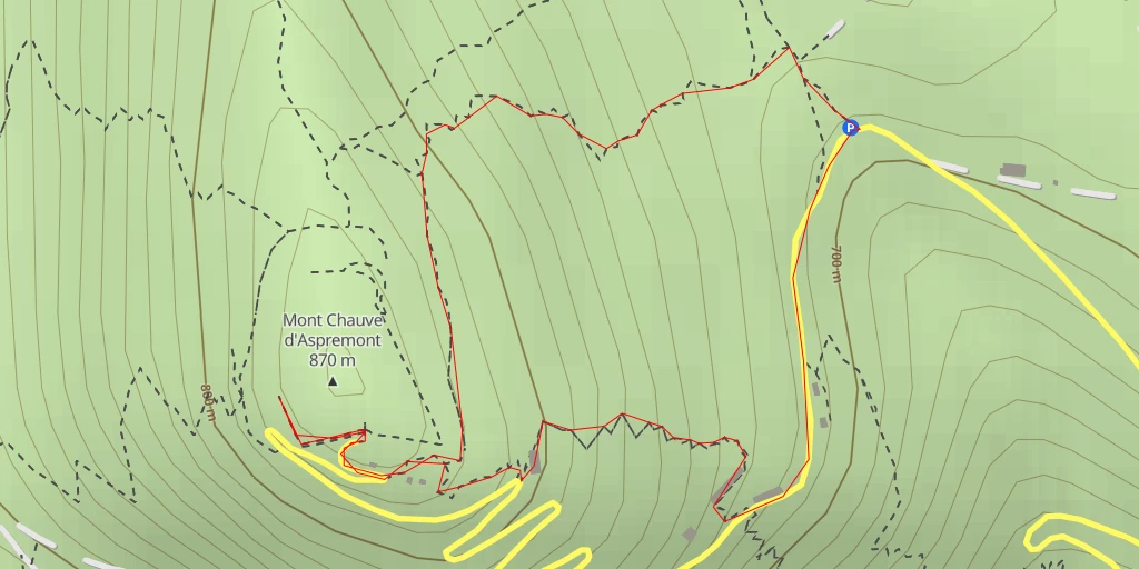 Map of the trail for Mont Chauve d'Aspremont