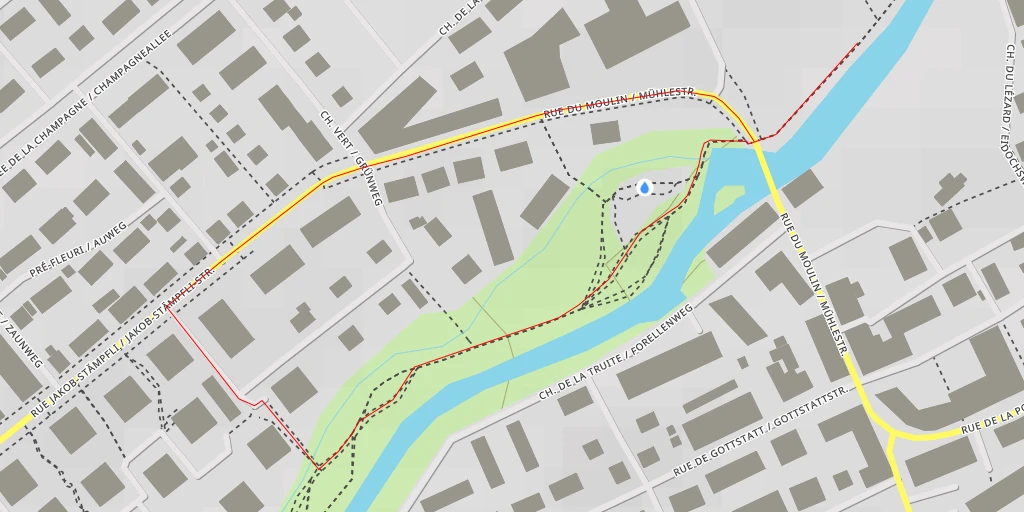 Map of the trail for Chemin du Lézard / Eidochsweg