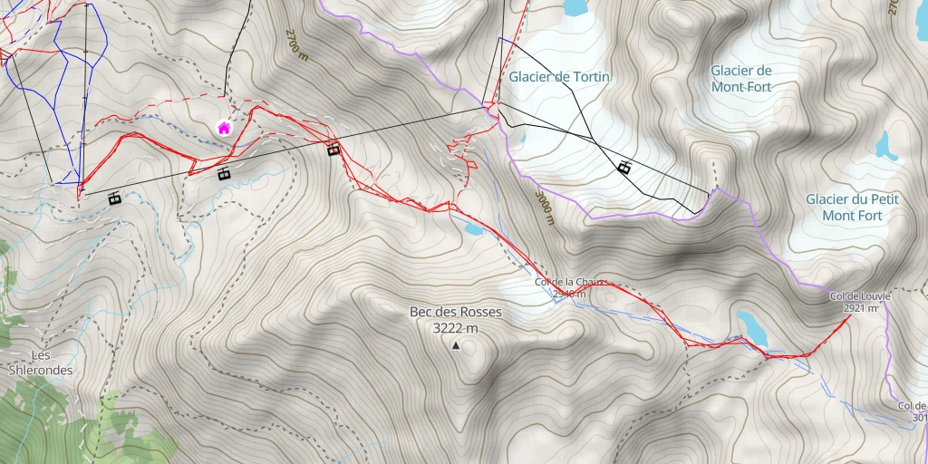 Carte de l'itinéraire :  Petit Mont-Fort