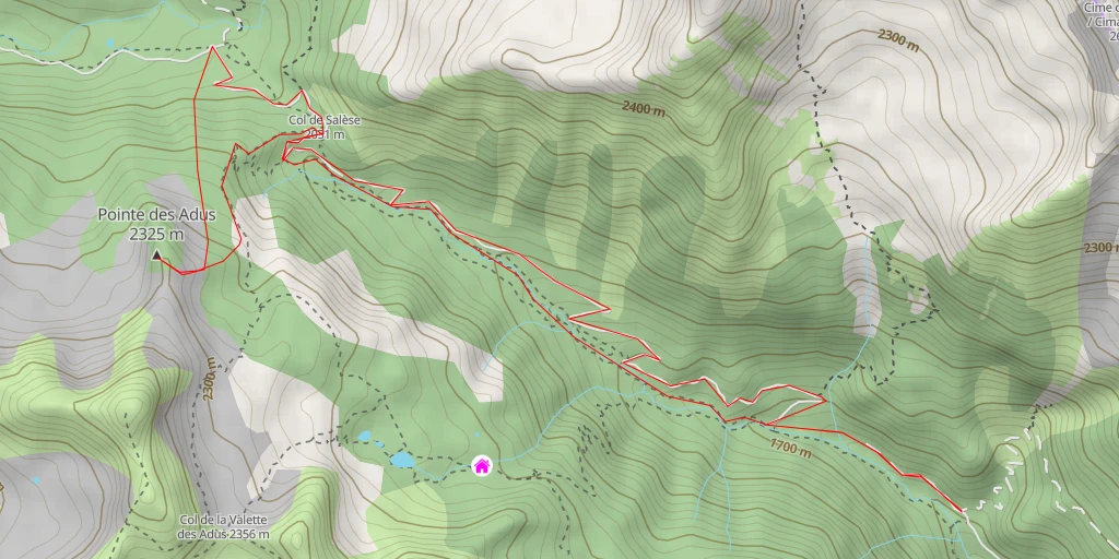 Map of the trail for Pointe des Adus Par le Vallon de Salèse