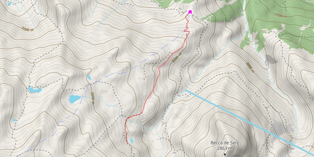 Map of the trail for Lac de Pindin