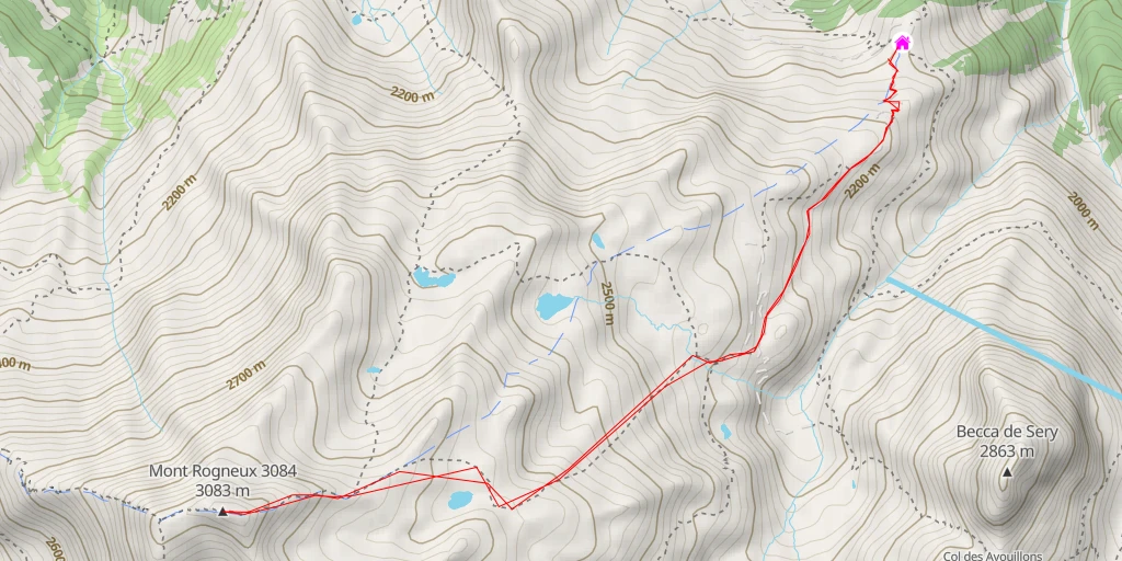 Map of the trail for Mont Rogneux