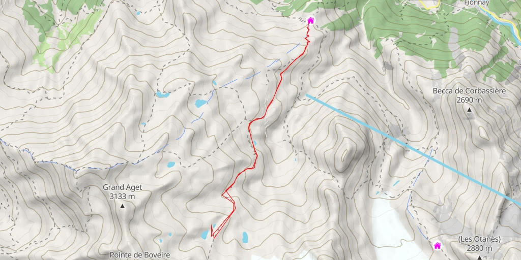 Map of the trail for Petit lac des Ougets