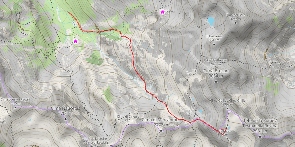 Map of the trail for Lac Guillè