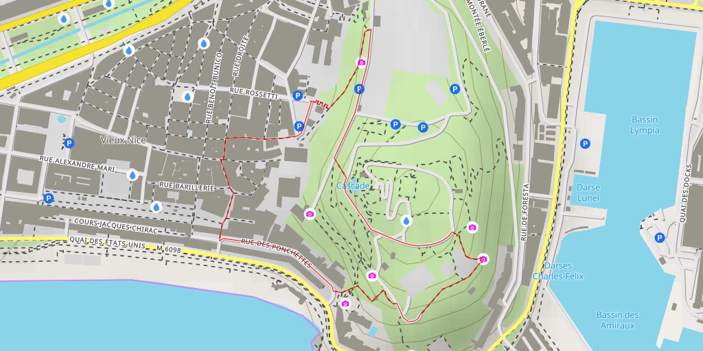 Map of the trail for Montée Montfort - Nice