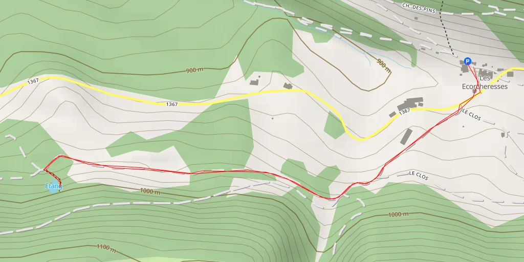 Map of the trail for Etang