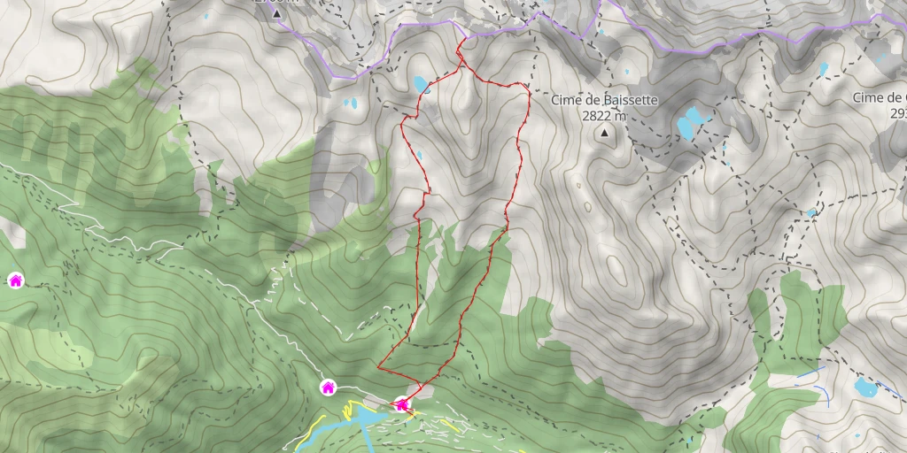 Map of the trail for Cima di Mercantour / Cime du Mercantour