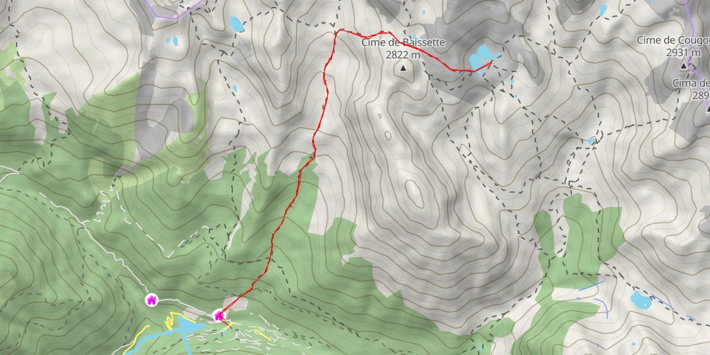 Map of the trail for Lacs Bessons